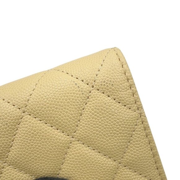 CHANEL Matelasse Bifold Wallet Compact Wallet Size Small Calfskin Yellow - Picture 4 of 14